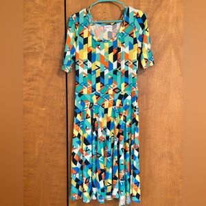 LuLaRoe EUC size L colorful Nicole Dress